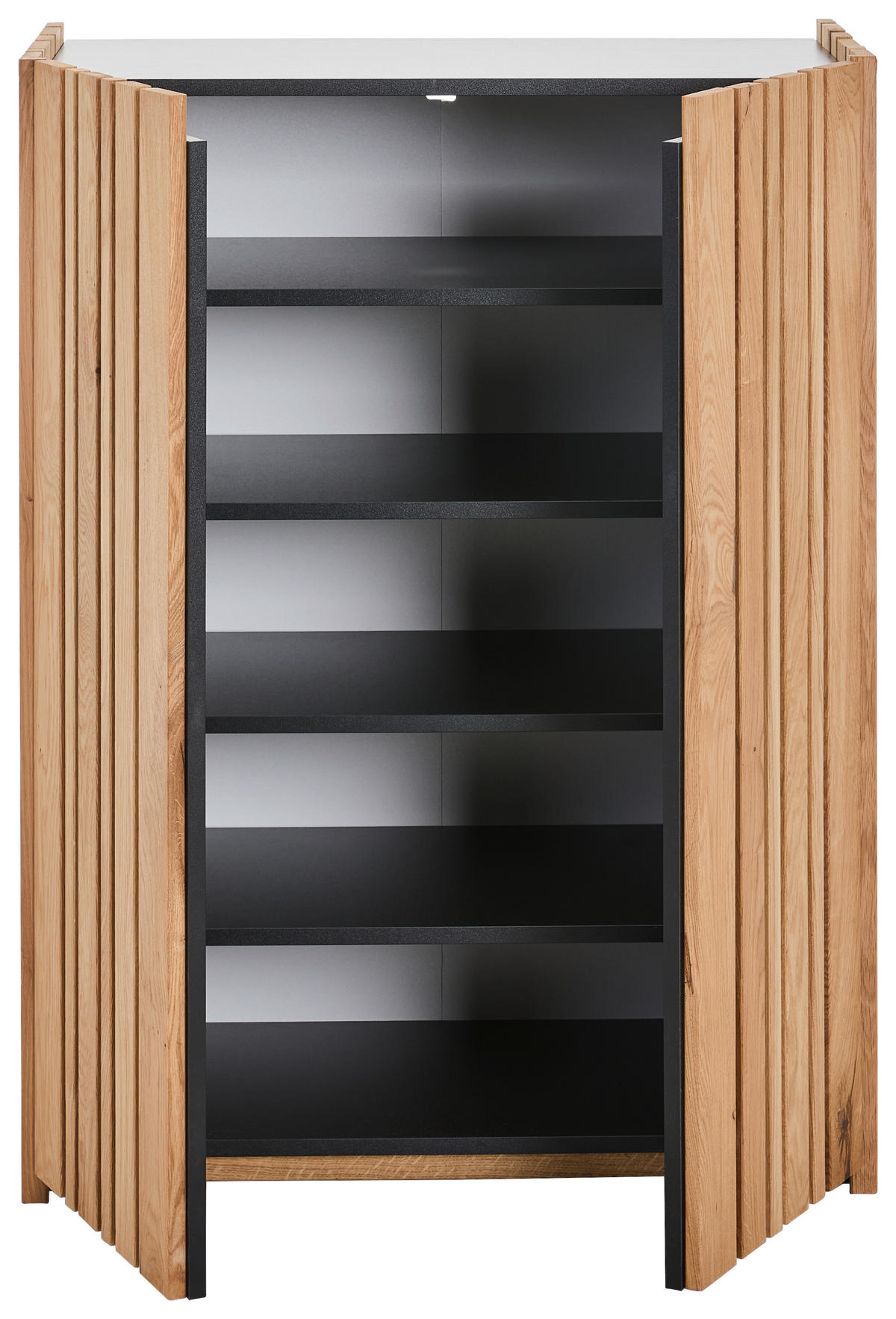 CIPŐSSZEKRÉNY 80/105/42 cm  - fekete/tölgyfa, Design, faalapú anyag/fa (80/105/42cm) - Linea Natura