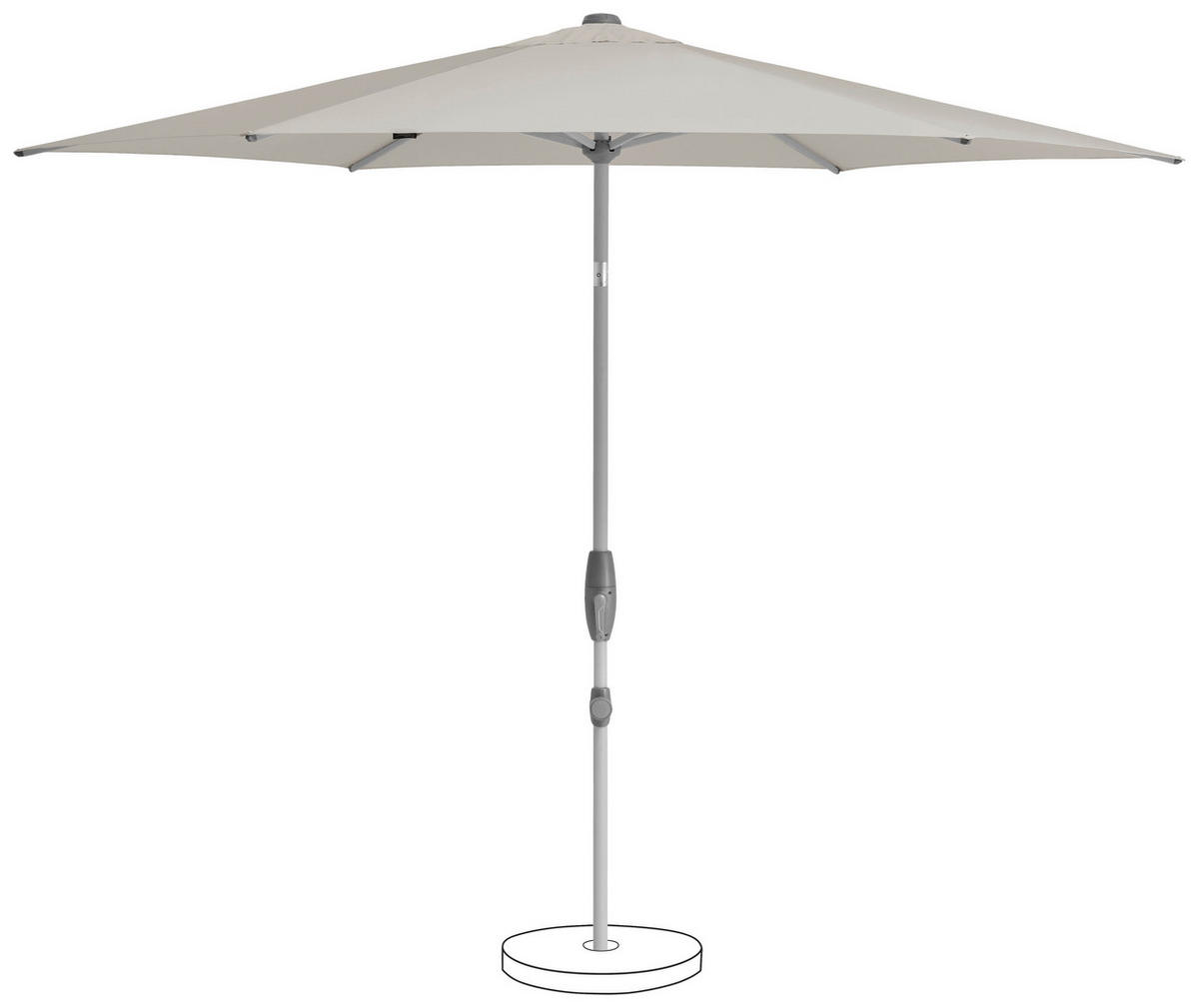 SONNENSCHIRM 330 cm Hellgrau  - Silberfarben/Hellgrau, KONVENTIONELL, Textil/Metall (330/330cm) - Suncomfort by Glatz