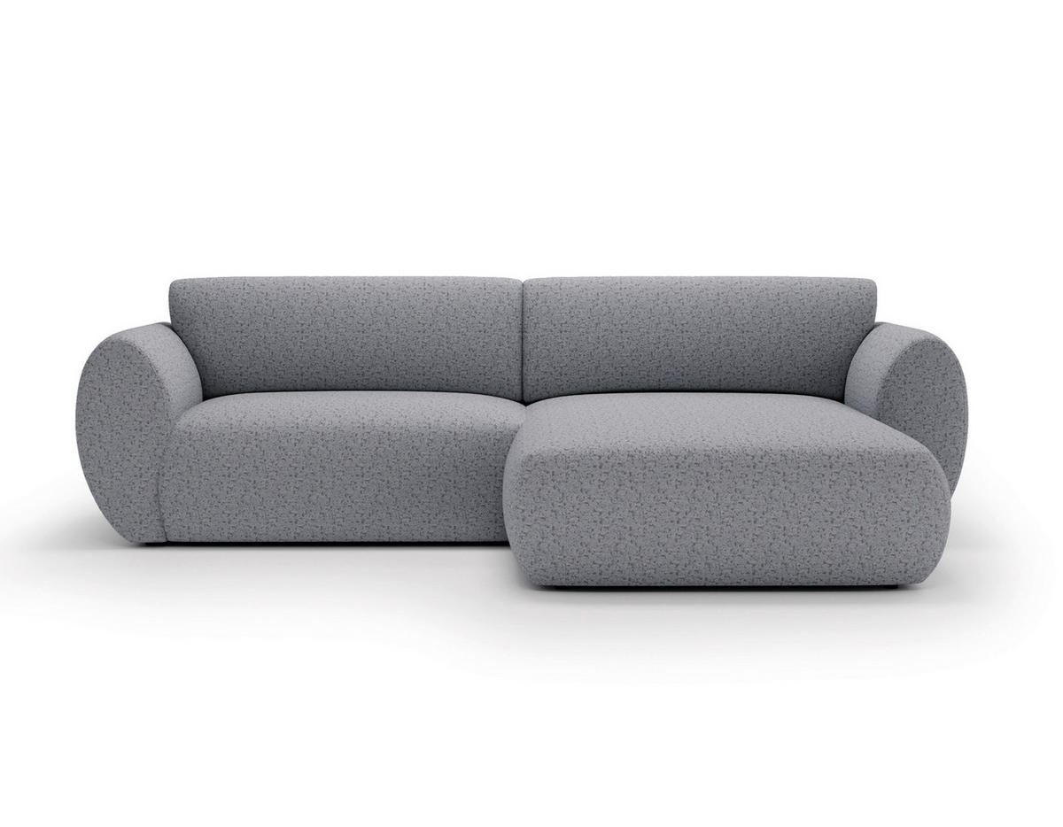 ECKSOFA Chenille Hellgrau  - Hellgrau/Schwarz, Design, Kunststoff/Textil (288/170cm) - Livetastic