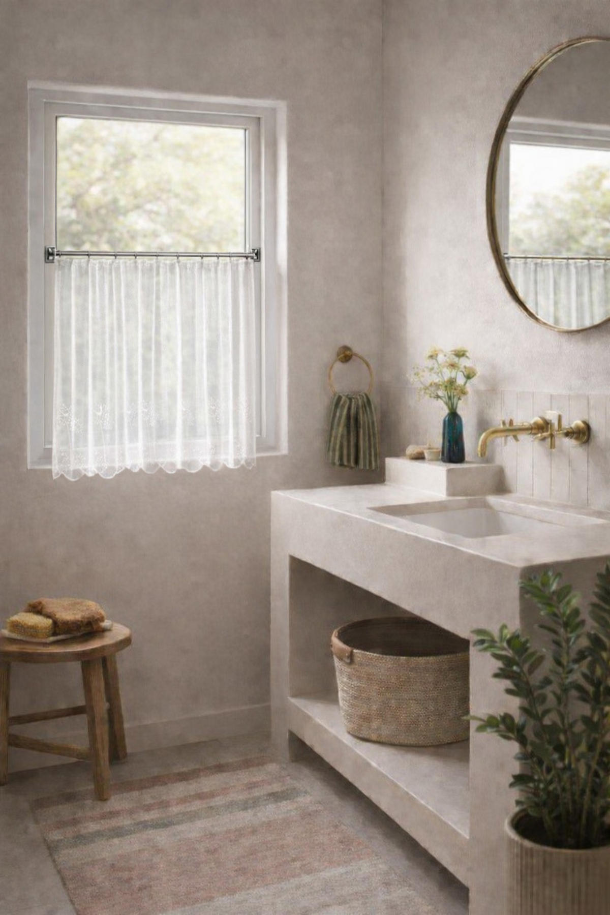 VITRÁZSFÜGGÖNY 45 cm  - fehér, Basics, textil (45cm)