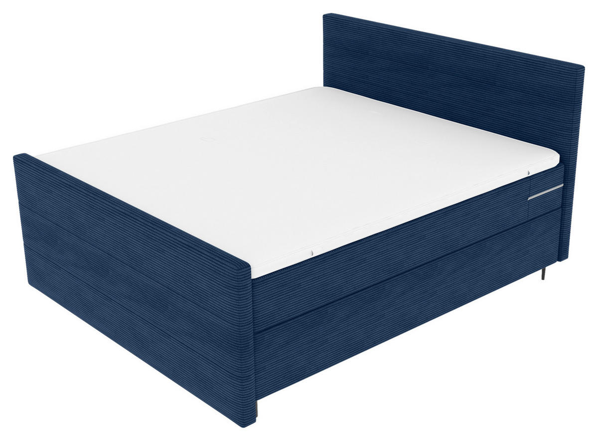BOXSPRINGBETT 180/200 cm  in Dunkelblau  - Schwarz/Dunkelblau, KONVENTIONELL, Textil/Metall (180/200cm) - Boxxx