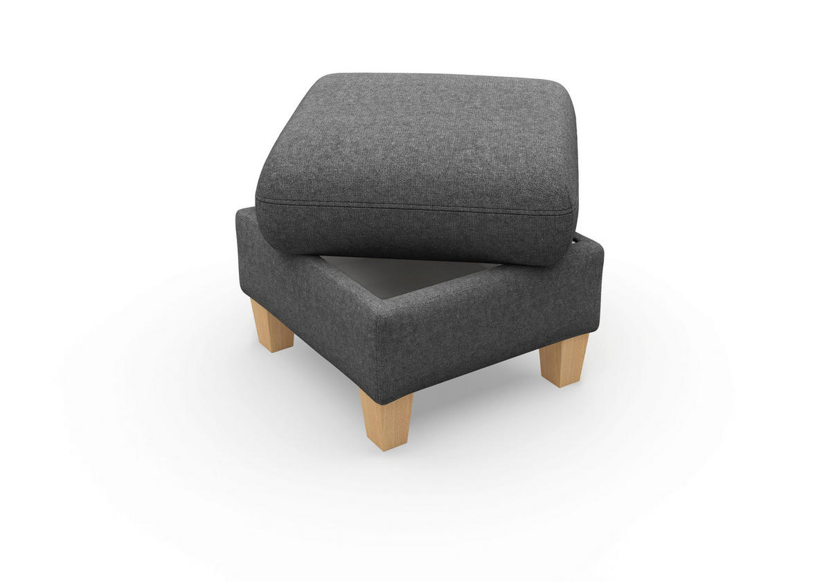 HOCKER Flachgewebe Dunkelgrau  - Eichefarben/Dunkelgrau, KONVENTIONELL, Holz/Textil (58/48/58cm) - Sit & More