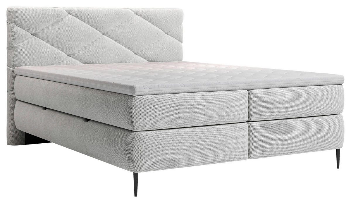 BOXBETT 140/200 cm  Creme  - Creme/Schwarz, Modern, Holz/Holzwerkstoff (140/200cm) - MID.YOU