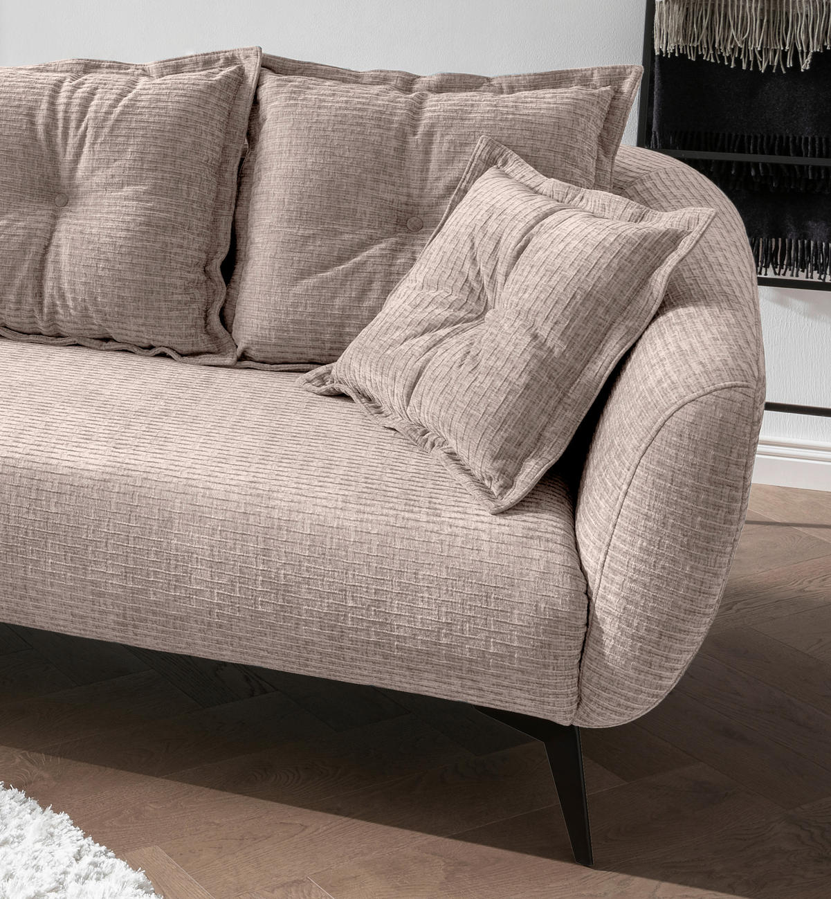 ECKSOFA in Mikrofaser Beige  - Beige/Schwarz, Modern, Textil/Metall (162/277cm) - Livetastic