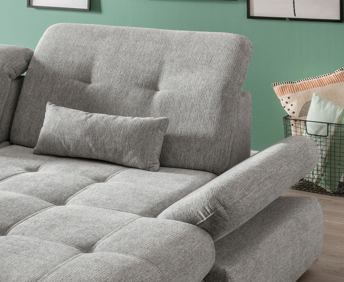 ECKSOFA Silberfarben Chenille  - Chromfarben/Silberfarben, Design, Textil/Metall (300/196cm) - Livetastic