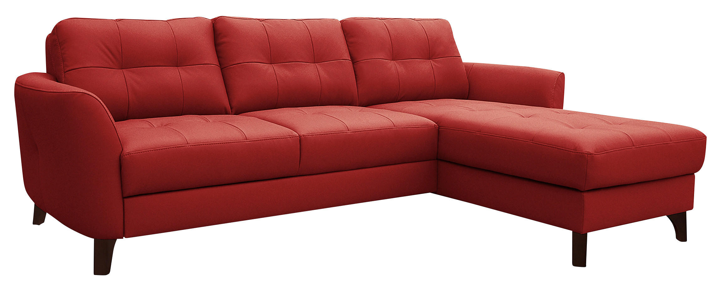 ECKSOFA in Lederlook Echtleder Rot  - Buchefarben/Rot, Design, Leder/Holz (238/168cm) - Livetastic