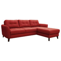 ECKSOFA in Lederlook Echtleder Rot  - Buchefarben/Rot, Design, Leder/Holz (238/168cm) - Livetastic