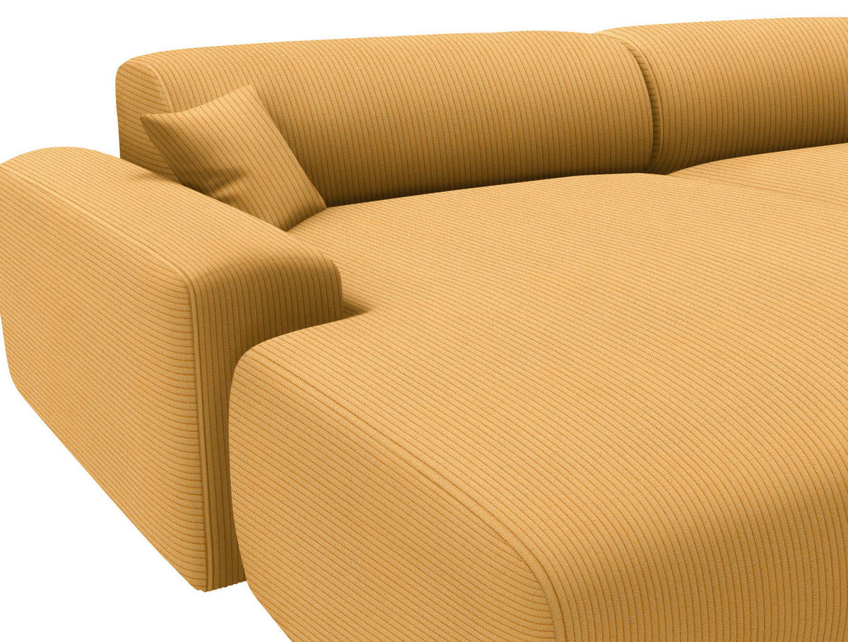 ECKSOFA in Velours, Feincord Gelb  - Gelb/Schwarz, Design, Kunststoff/Textil (178/292cm) - Livetastic