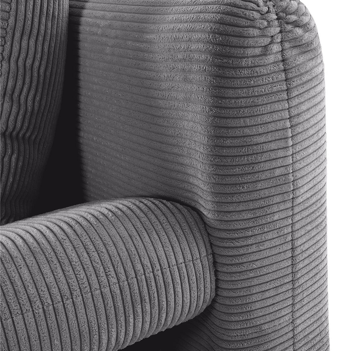 SCHLAFSOFA Cord Dunkelgrau  - Dunkelgrau/Schwarz, KONVENTIONELL, Textil/Metall (200/78/95cm) - home24