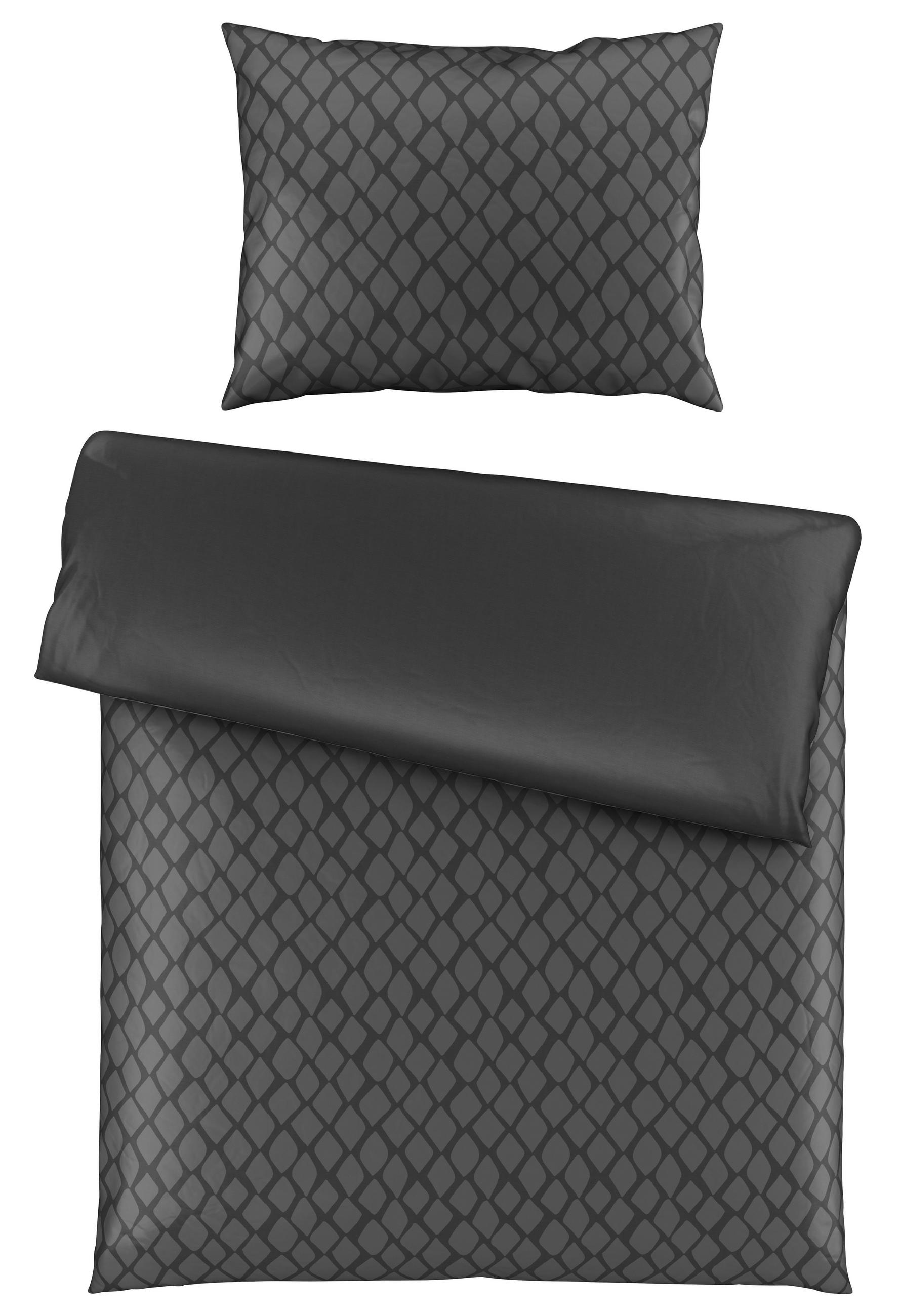 POSTEĽNÁ BIELIZEŇ, satén, antracitová, strieborná, 140/200 cm - antracitová/strieborná, Design, textil (140/200cm) - Dieter Knoll