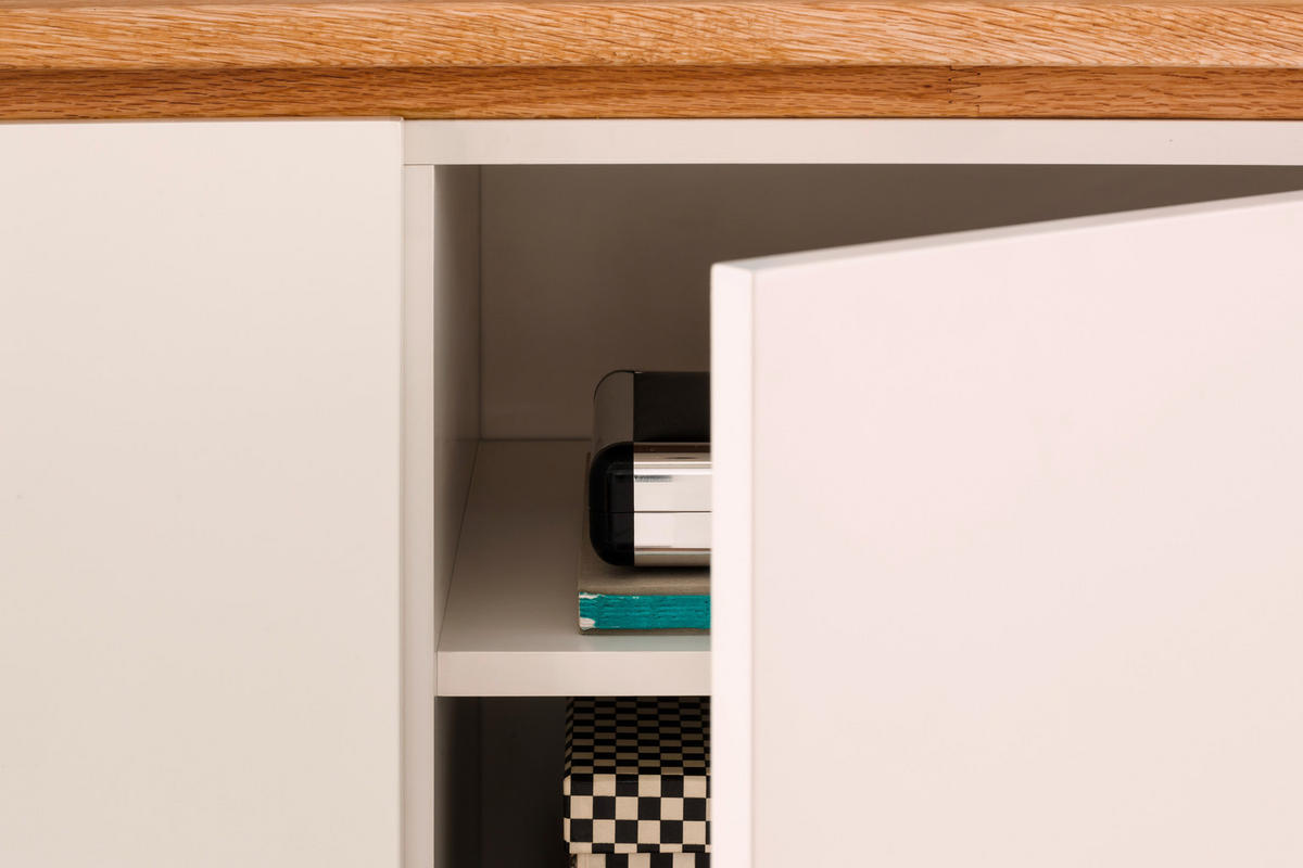 HIGHBOARD Chiaro  in 102/115/40 cm  - Eichefarben/Weiß, Design, Holz/Holzwerkstoff (102/115/40cm)