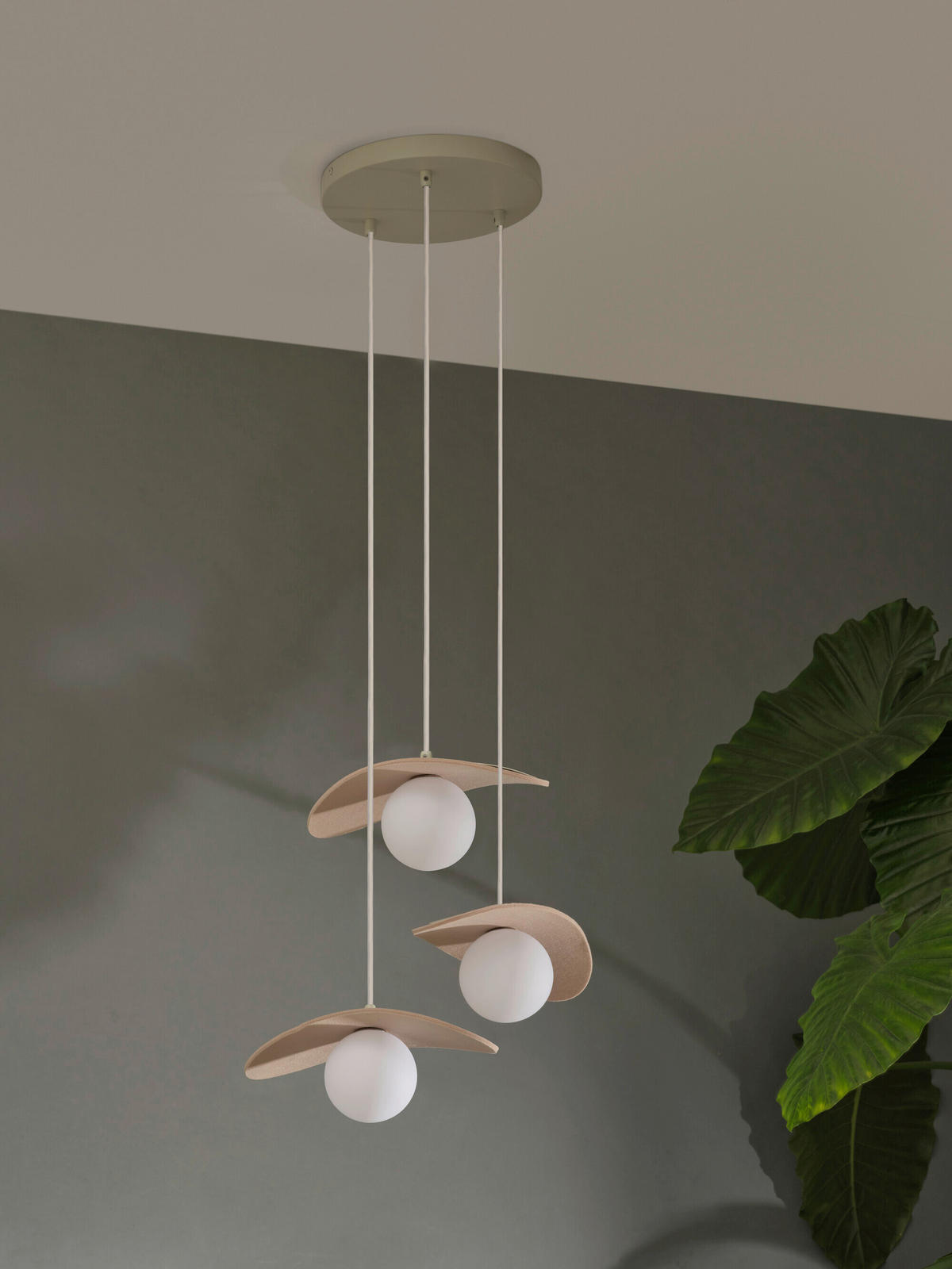 HÄNGELEUCHTE 34,5/33,7/150 cm  - Beige, Design, Glas/Textil (34,5/33,7/150cm) - Osram