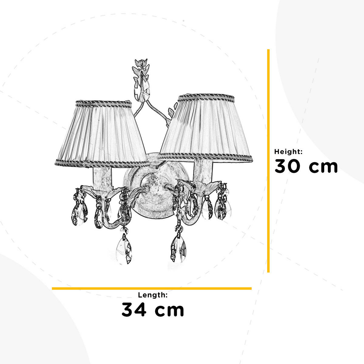 WANDLEUCHTE 34/24/30 cm   - Bronzefarben, KONVENTIONELL, Glas/Textil (34/24/30cm)