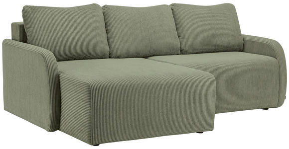 ECKSOFA Olivgrün Cord  - Schwarz/Olivgrün, KONVENTIONELL, Kunststoff/Textil (217/146cm) - Carryhome