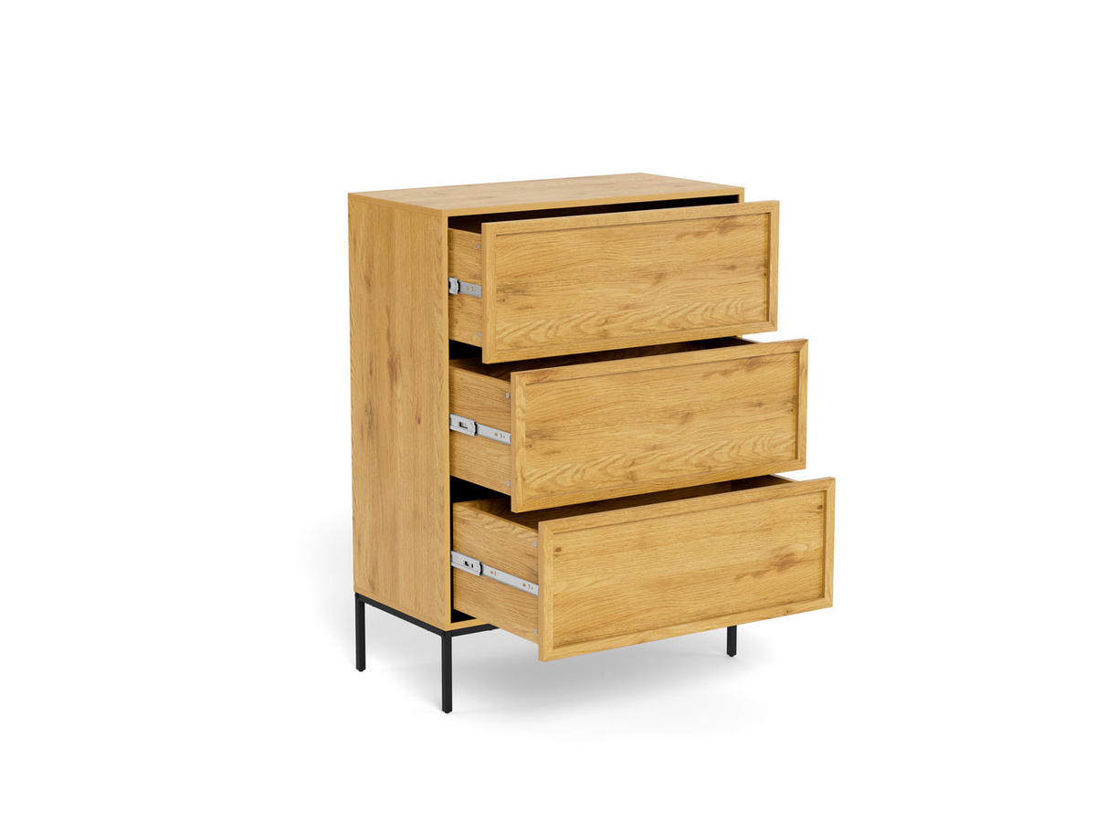 KOMMODE PALMDALE, 80/110/40 cm, 3 Schublade(n)  - Wildeiche/Schwarz, Design, Holzwerkstoff/Metall (80/110/40cm) - MID.YOU