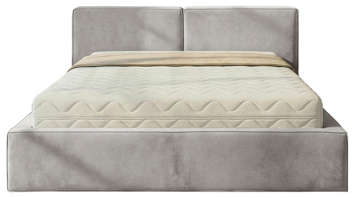 POLSTERBETT 180/200 cm,  in Hellgrau, gepolstertes Kopfteil, Lattenrost, Bettkasten,  - Hellgrau/Schwarz, MODERN, Holz/Kunststoff (180/200cm) - Chameo