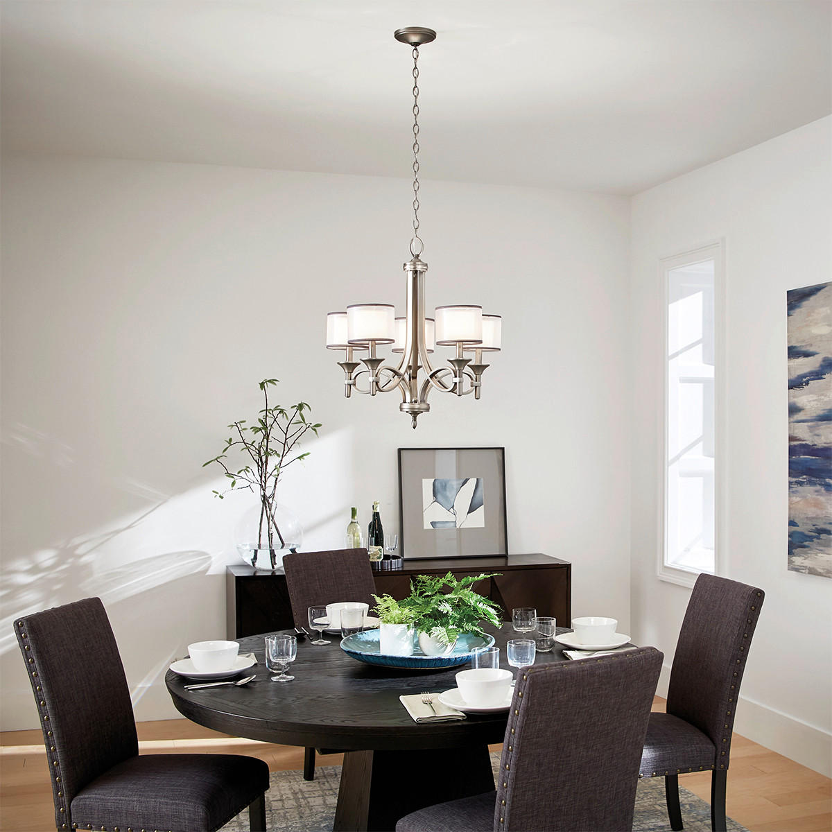 KRONLEUCHTER 63.5/75.6 cm    - Silberfarben, Konventionell, Glas/Metall (63.5/75.6cm) - Elstead Lighting