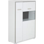 HIGHBOARD  in 94/137/38 cm  - Edelstahlfarben/Weiß Hochglanz, Design, Glas/Holzwerkstoff (94/137/38cm) - Xora