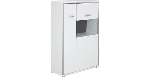 HIGHBOARD in 94/137/38 cm - Edelstahlfarben/Weiß Hochglanz, Design, Glas/Holzwerkstoff (94/137/38cm) - Xora