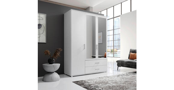 KLEIDERSCHRANK  in Weiß  - Alufarben/Weiß, KONVENTIONELL, Glas/Holzwerkstoff (125/190/51cm) - Carryhome