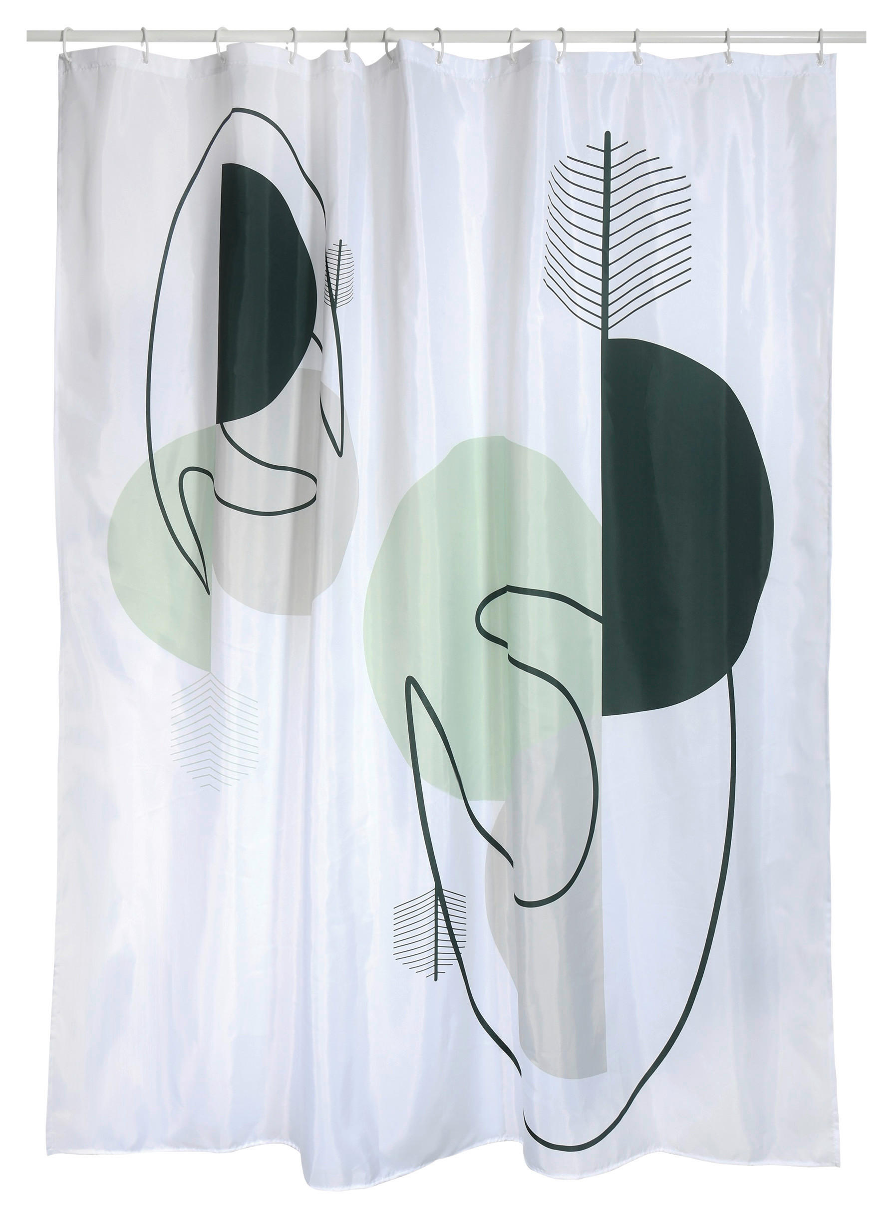 DUSCHVORHANG 180/200 cm  - Weiß/Grün, KONVENTIONELL (180/200cm) - Spirella