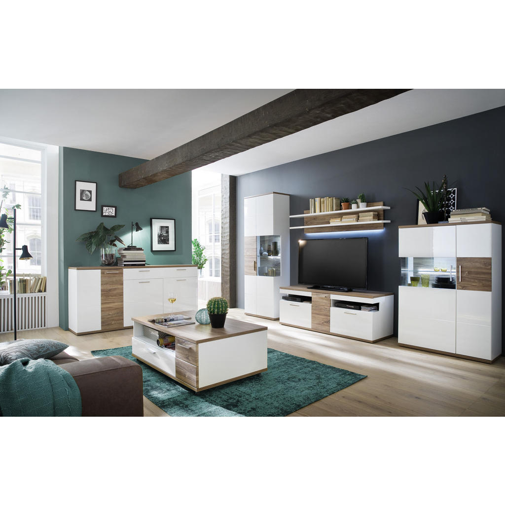 Thumbnail - Livetastic Couchtisch Colombo, Weiß, Eiche, Metall, 1 Schubladen, rechteckig, 70x42x115 cm, Wohnzimmer, Wohnzimmertische...
