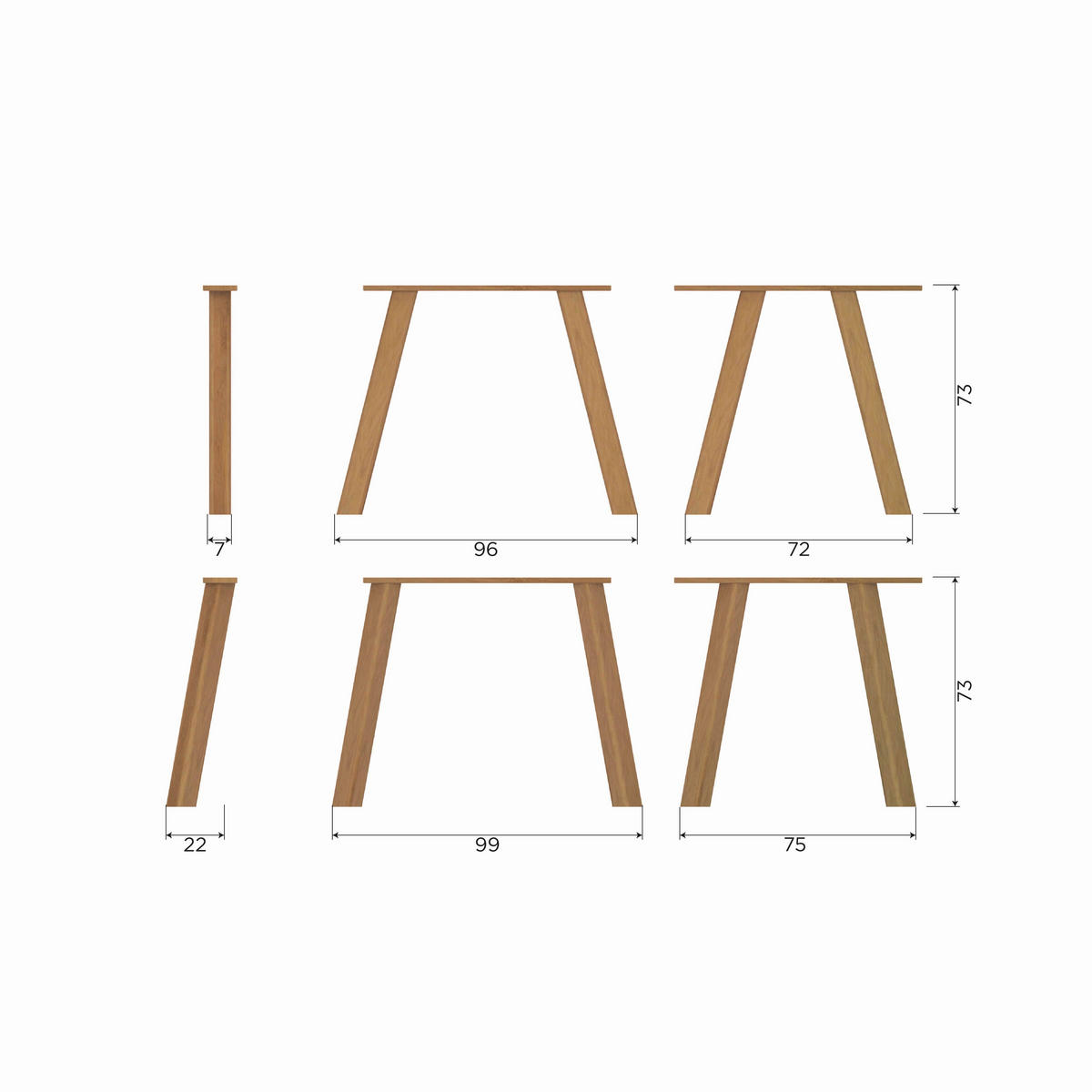 TISCHGESTELL Eichefarben   - Eichefarben, MODERN, Holz (79/73/11cm) - Livetastic