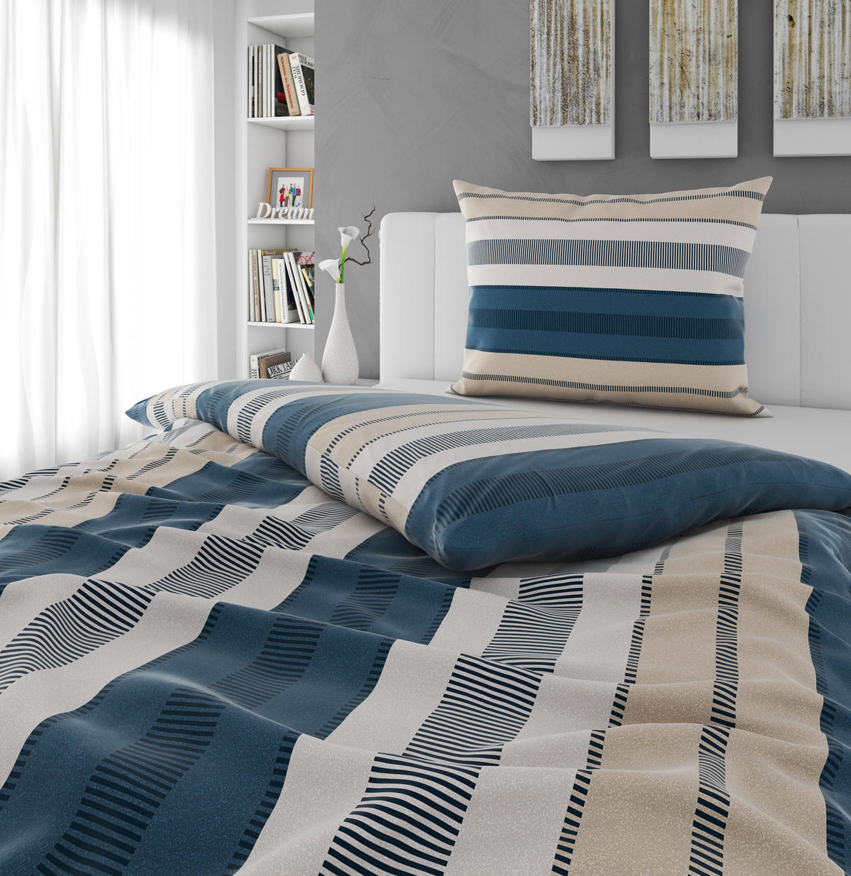 BETTWÄSCHE Mavie Satin 140/200 cm  - Blau, Basics, Textil (140/200cm) - Novel