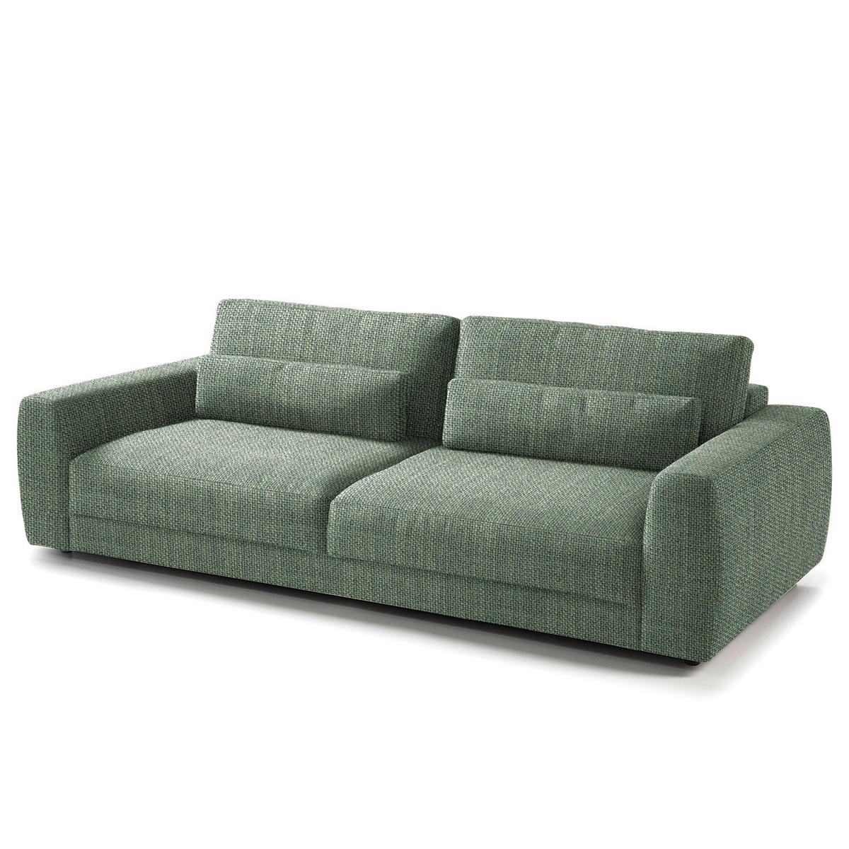 3-SITZER-SOFA in Webstoff Olivgrün  - Schwarz/Olivgrün, Design, Kunststoff/Textil (250/80/117cm) - home24
