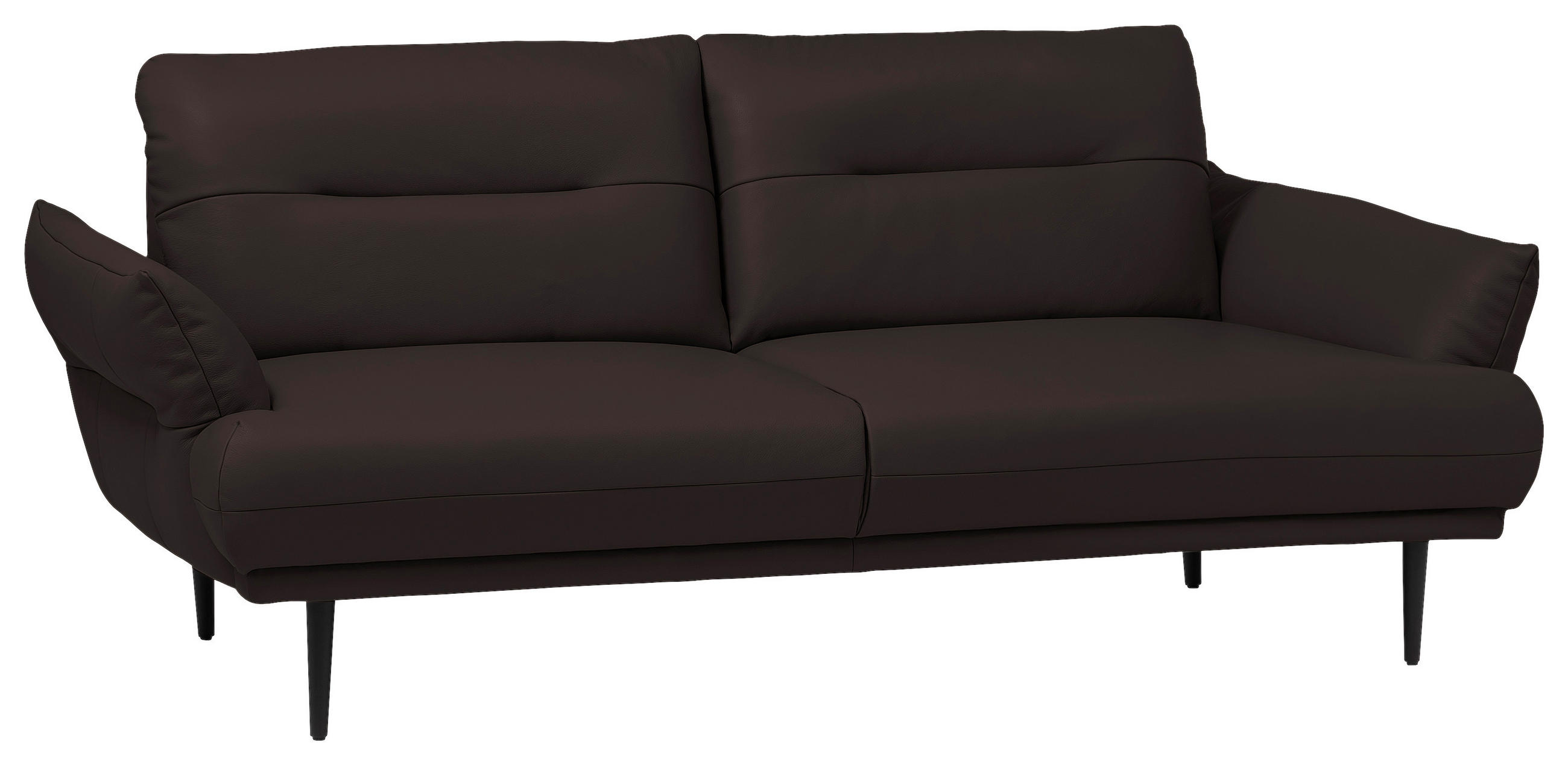2-SITZER-SOFA Dunkelbraun Echtleder  - Dunkelbraun/Schwarz, Design, Leder/Holz (183/85/96cm) - Livetastic