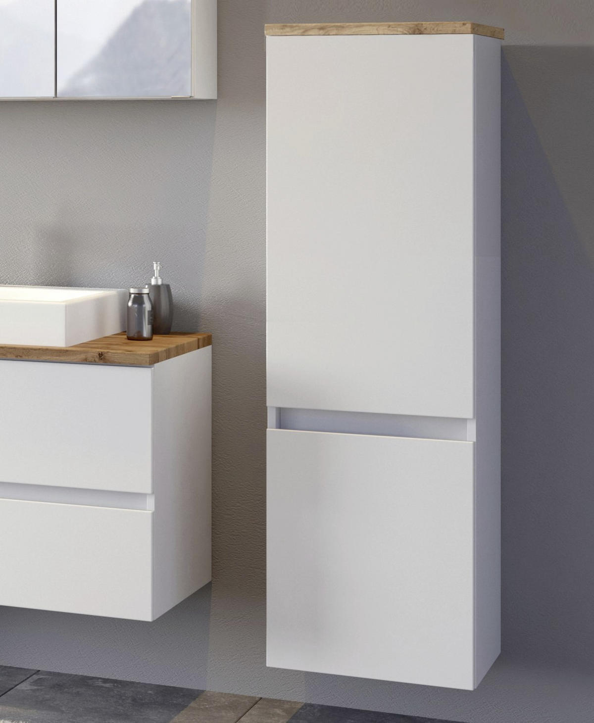 MIDISCHRANK 40/130/35 cm  - Eichefarben/Silberfarben, Basics, Holzwerkstoff/Kunststoff (40/130/35cm) - Held