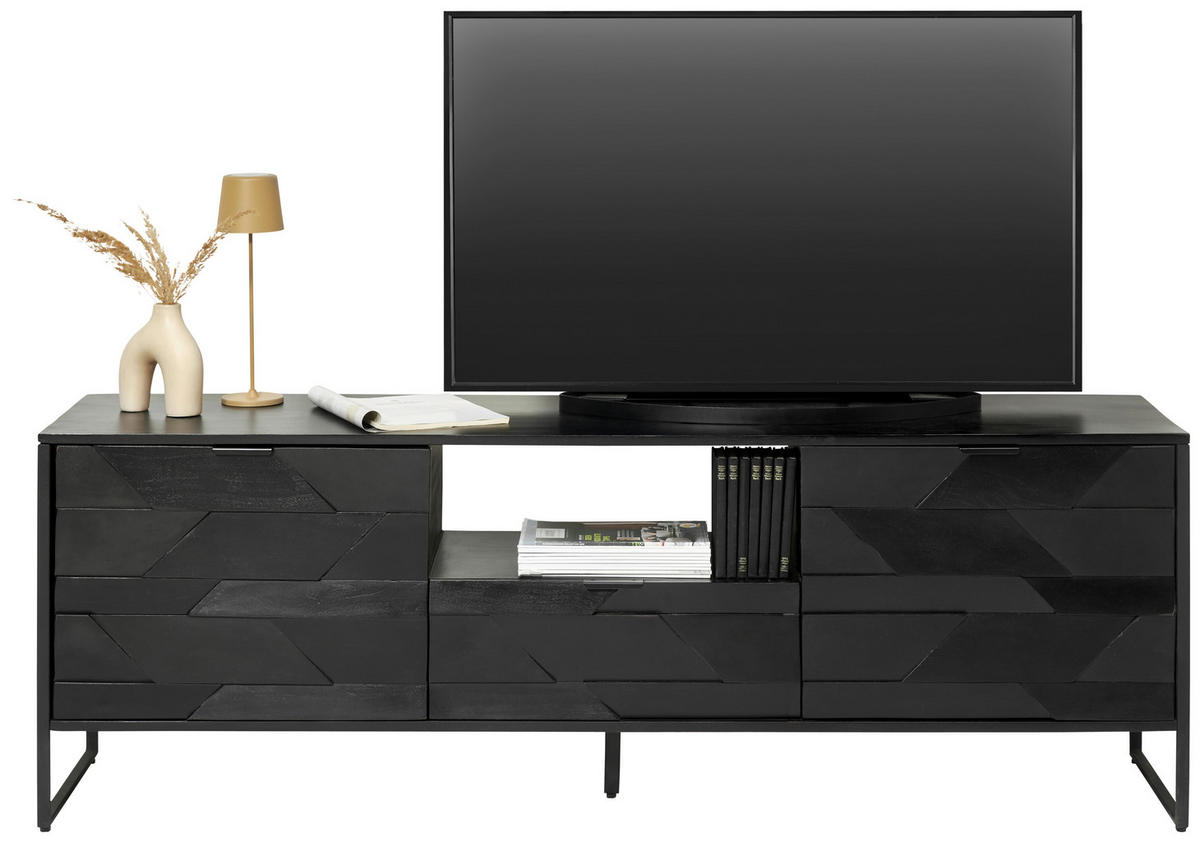 LOWBOARD  in 175/60/40 cm  - Schwarz, Trend, Holz/Metall (175/60/40cm) - Ambia Home