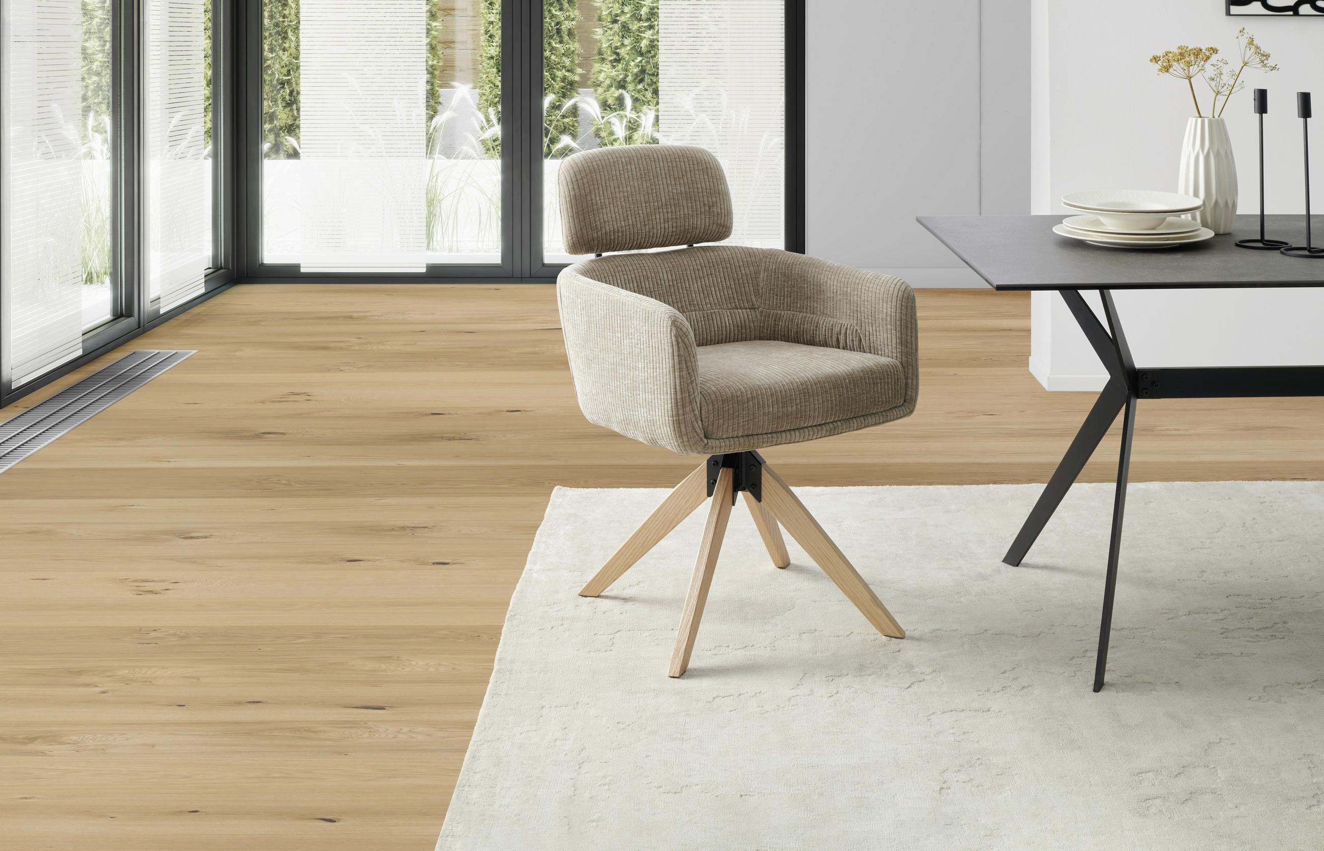 ARMLEHNSTUHL  in Eisen Cord  - Beige/Naturfarben, KONVENTIONELL, Holz/Textil (60/90/69cm) - Livetastic