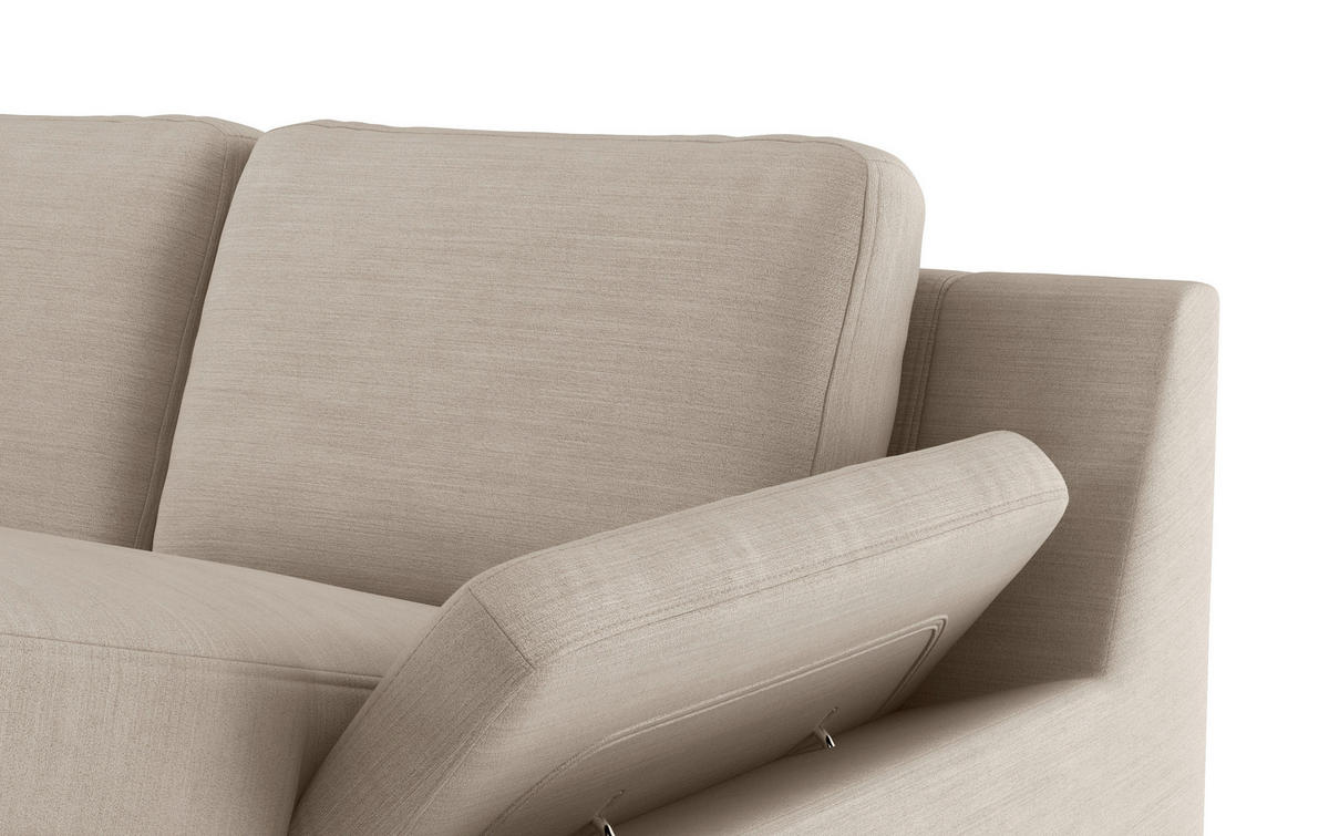 WOHNLANDSCHAFT in Flachgewebe Beige  - Beige/Schwarz, Konventionell, Textil/Metall (204/309/156cm) - Cotta