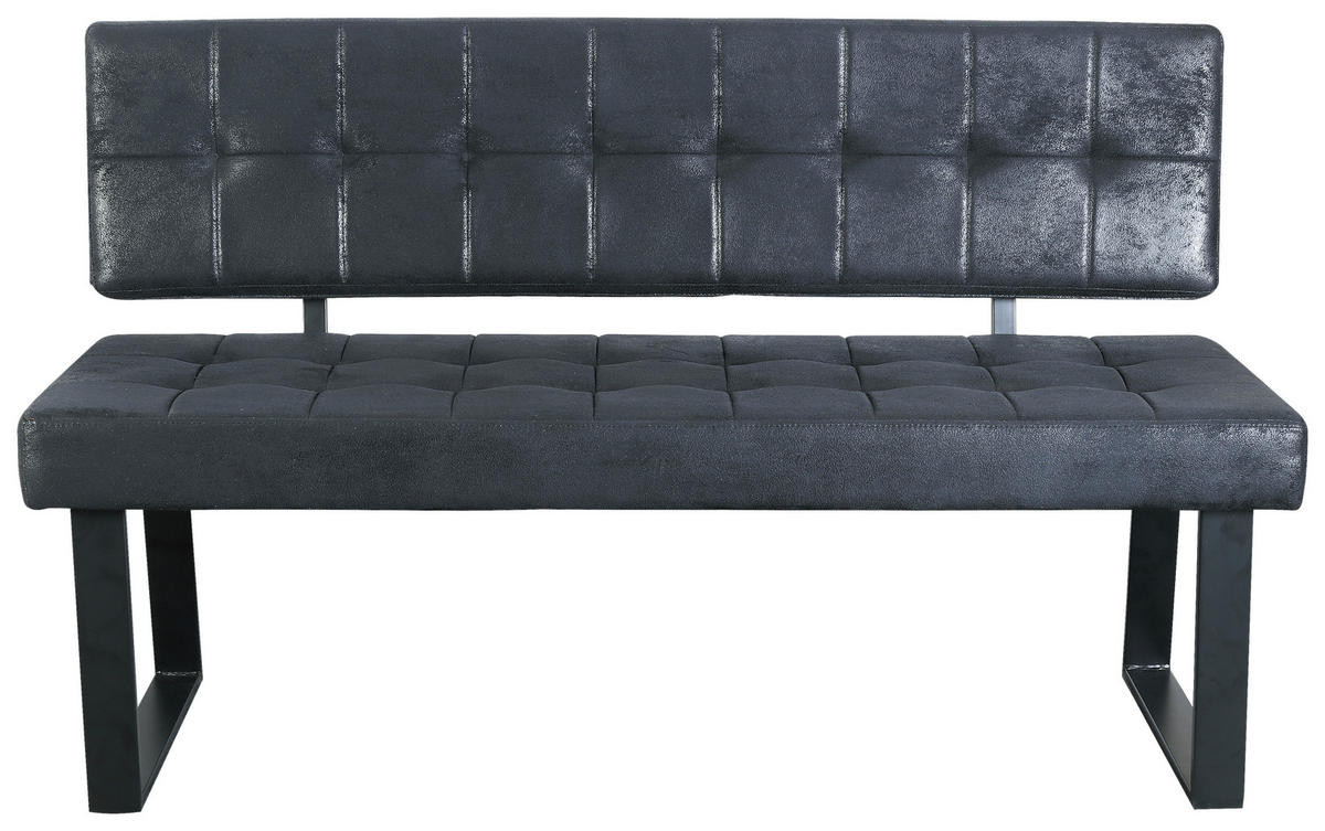 SITZBANK 140/85/56 cm Webstoff Schwarz  - Schwarz, MODERN, Textil/Metall (140/85/56cm) - MID.YOU
