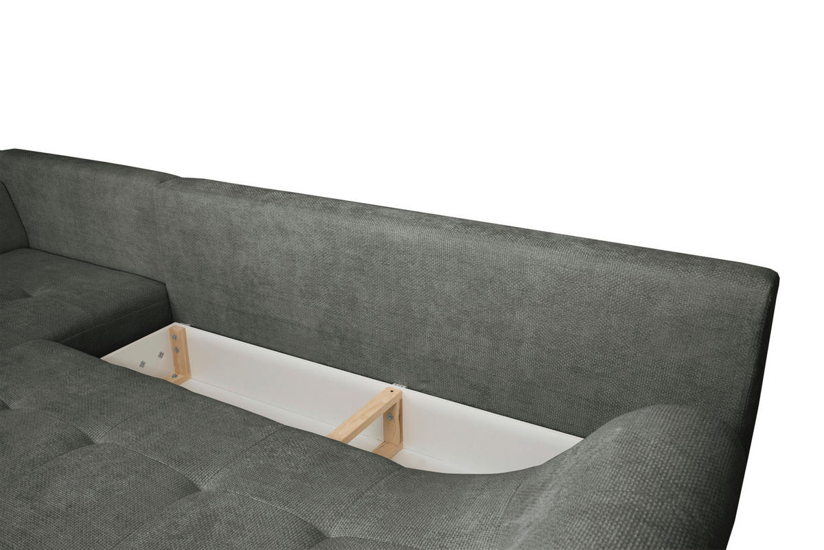 ECKSOFA Anthrazit Struktur  - Anthrazit/Schwarz, KONVENTIONELL, Textil/Metall (194/274cm) - Carryhome