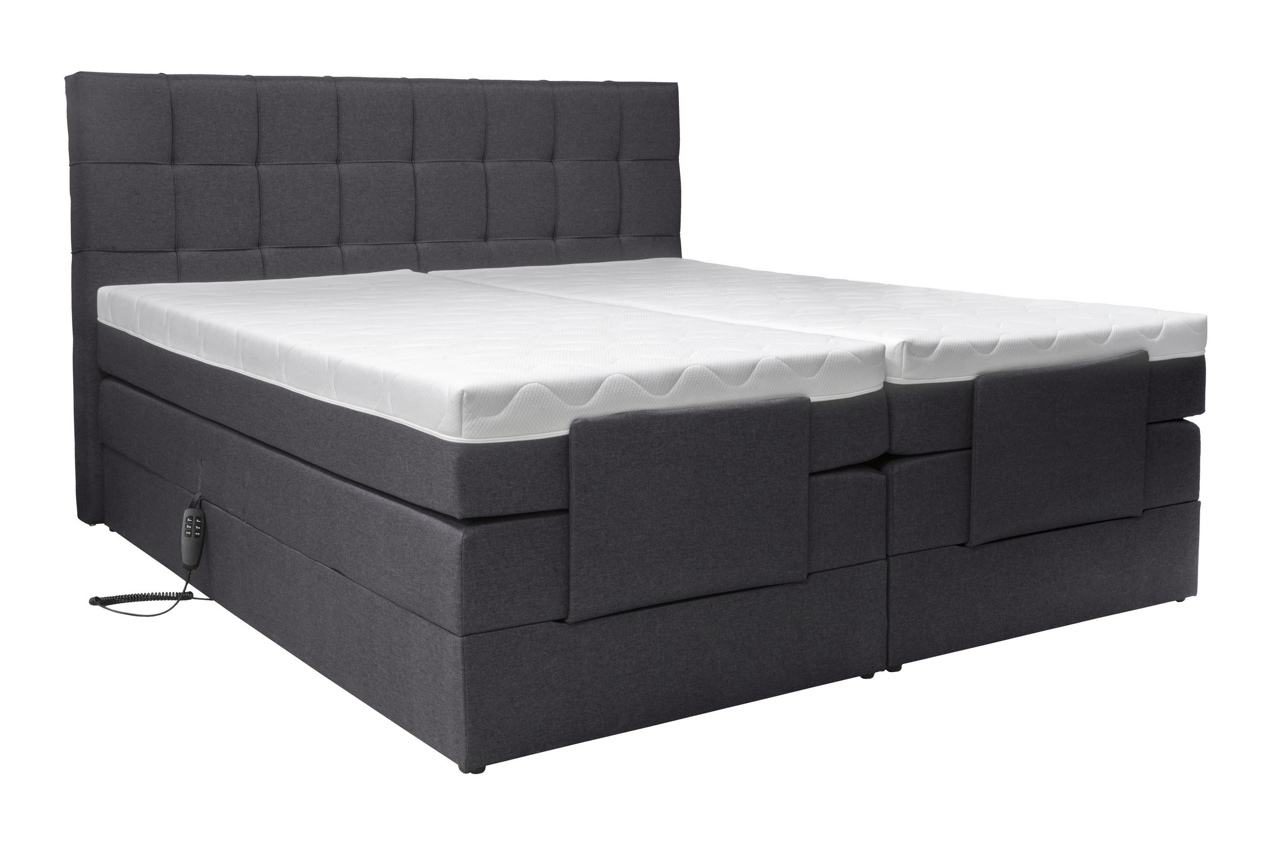 BOXSPRINGBETT 180/200 cm  in Grau  - Schwarz/Grau, Basics, Kunststoff/Textil (180/200cm) - Moderano