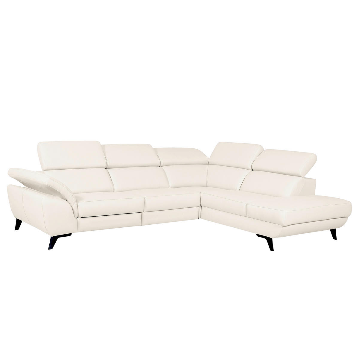 ECKSOFA DALLAS in Echtleder Creme  228/283 cm  - Creme/Schwarz, Design, Leder/Metall (228/283cm) - Livetastic