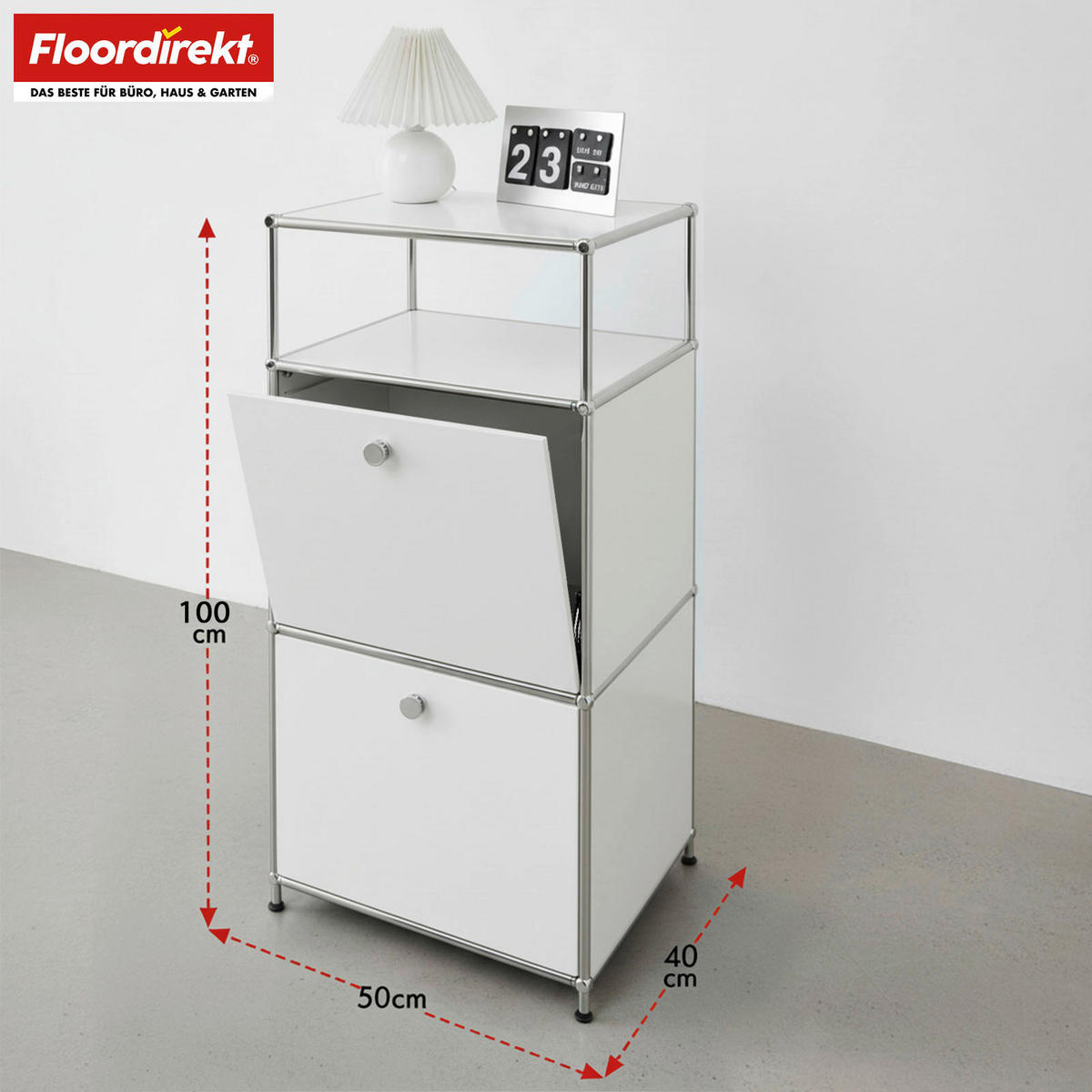 REGAL Weiß  - Weiß, Basics, Metall (50/100/40cm) - Floordirekt