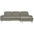 ECKSOFA in Webstoff Hellgrau  - Hellgrau/Schwarz, LIFESTYLE, Textil/Metall (310/180cm) - Valnatura