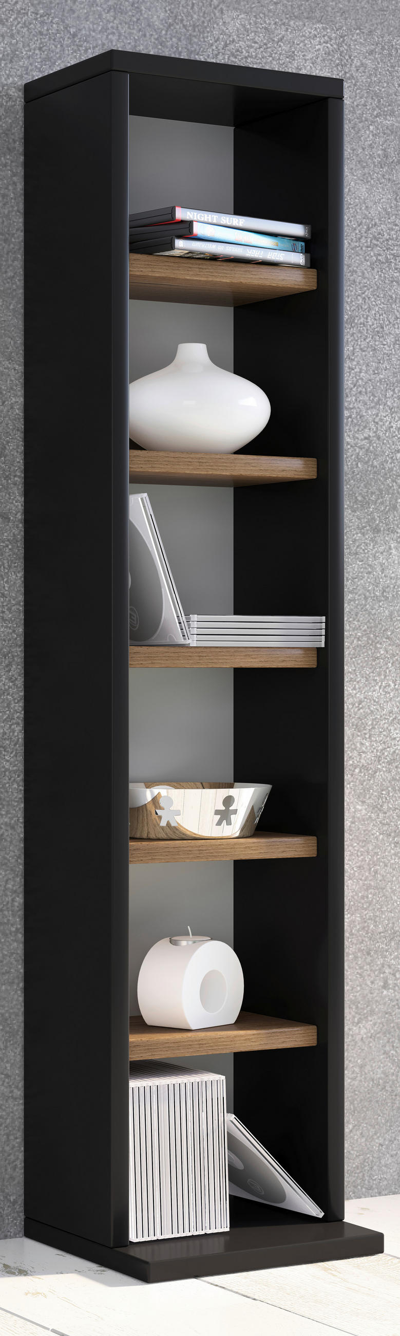 CD-REGAL Schwarz, Honigeiche  - Honigeiche/Schwarz, Basics, Holzwerkstoff (21/92/20cm) - MID.YOU