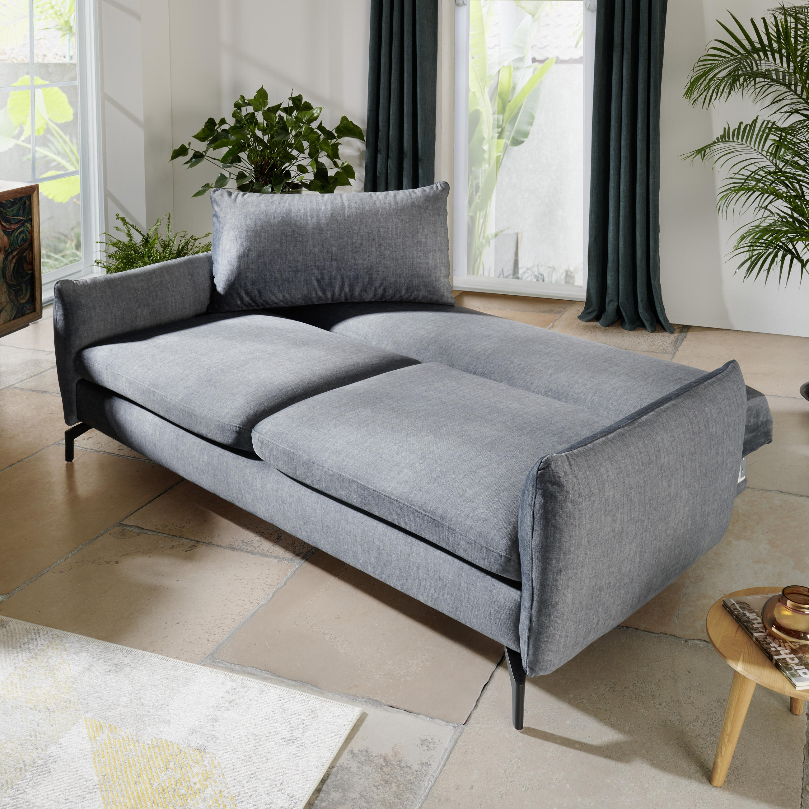 SCHLAFSOFA Braun  - Schwarz/Braun, Design, Textil/Metall (224/89/105cm) - Novel