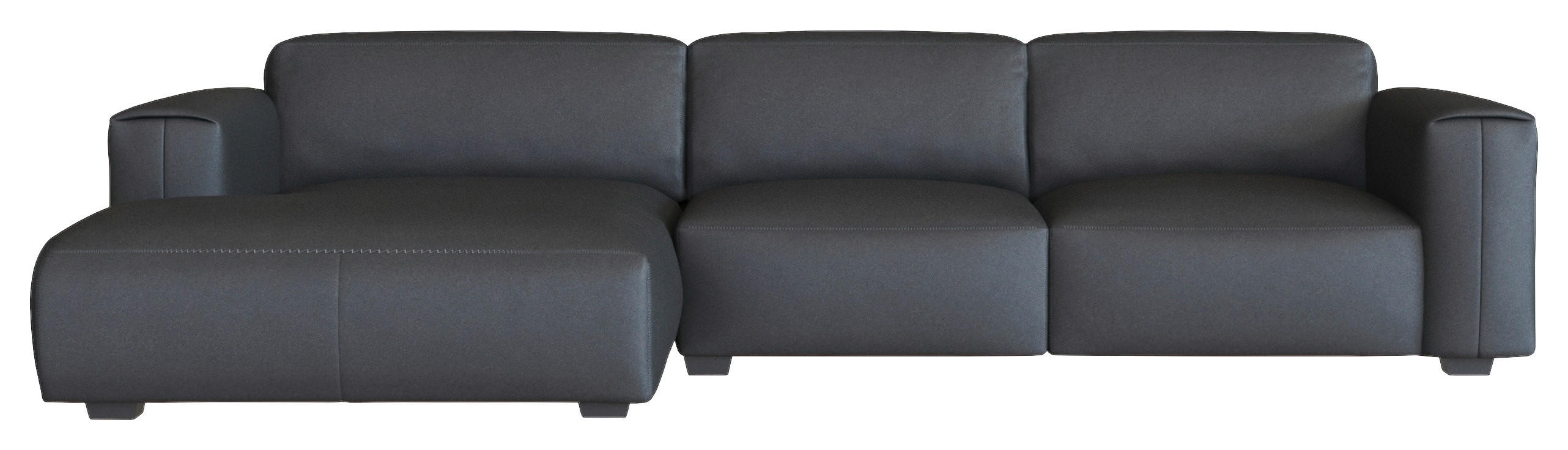 ECKSOFA Schwarz Echtleder Rücken echt  - Schwarz, Design, Leder/Holz (171/317cm) - Livetastic