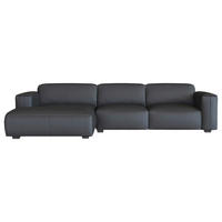 ECKSOFA Schwarz Echtleder Rücken echt  - Schwarz, Design, Leder/Holz (171/317cm) - Livetastic
