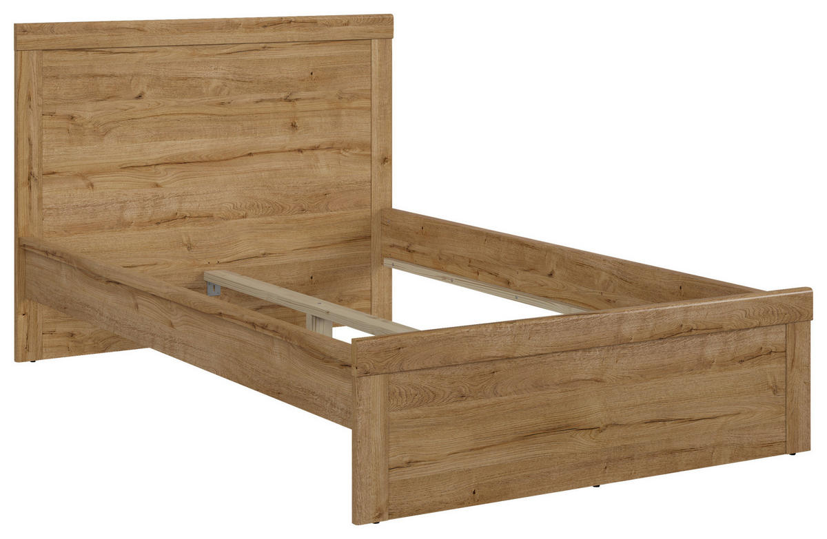 POSTELJA 120 cm   x 200 cm  , leseni material barve hrasta  - črna/barve hrasta, Moderno, leseni material (120/200cm) - MID.YOU