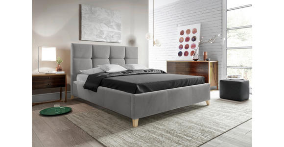 POLSTERBETT Bettkasten, Lattenrost 140/220 cm in Grau - Buchefarben/Grau, KONVENTIONELL, Holz/Textil (140/220cm) - Carryhome