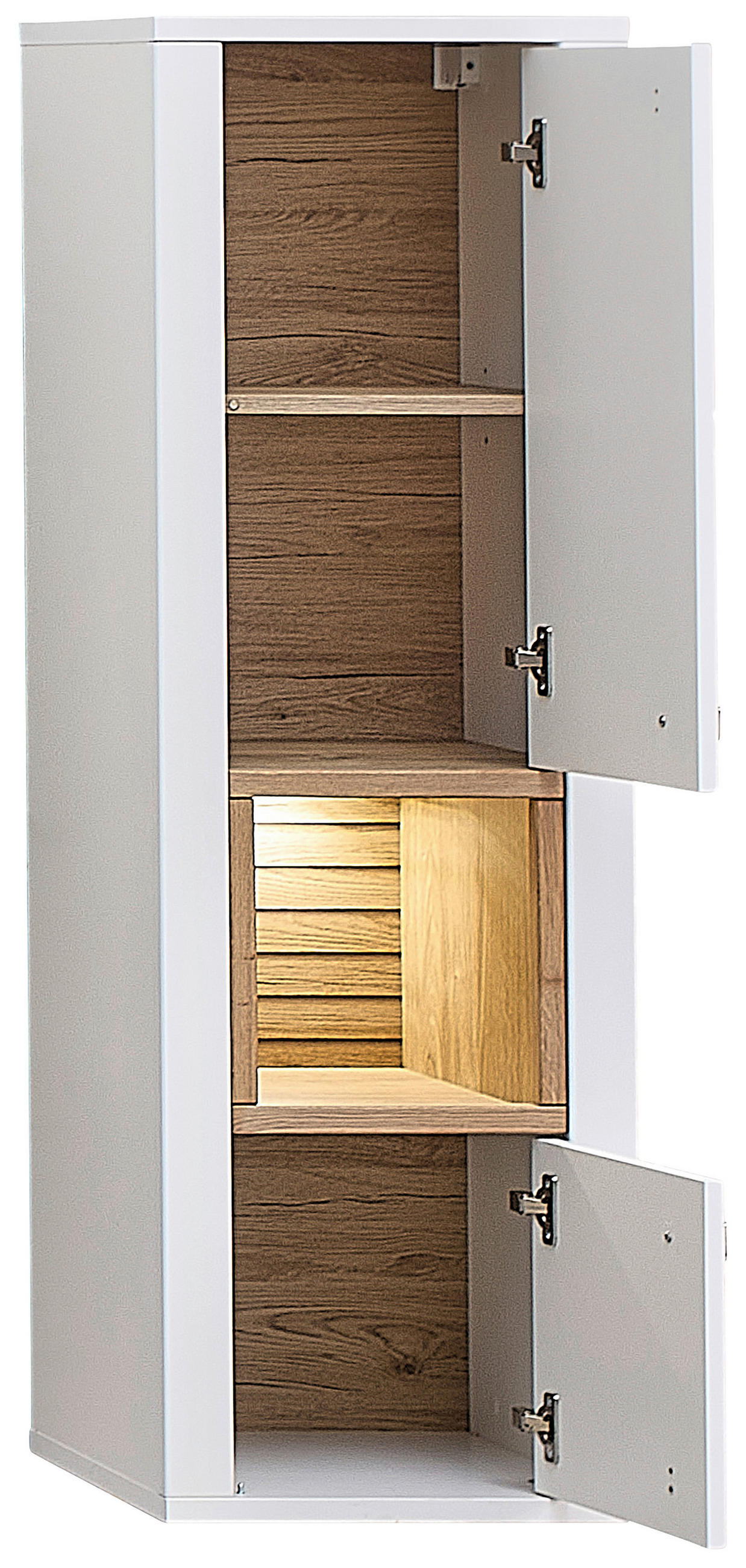 VITRINA, bela, barve hrasta - barve hrasta/bela, Design, leseni material (42/133/41cm) - Hom`in