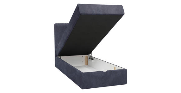 BOXBETT 90/200 cm,  in Dunkelblau, Matratze, gepolstertes Kopfteil, Bettkasten, Topper, H3 = fest  - Schwarz/Dunkelblau, Design, Holzwerkstoff/Kunststoff (90/200cm) - Esposa