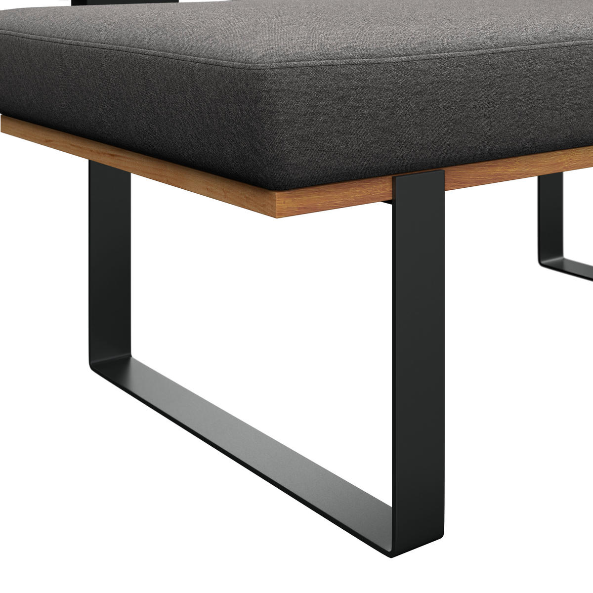 SITZBANK 130/48/90 cm Webstoff Grau Eiche vollmassiv  - Schwarz/Grau, MODERN, Holz/Textil (130/48/90cm) - Livetastic