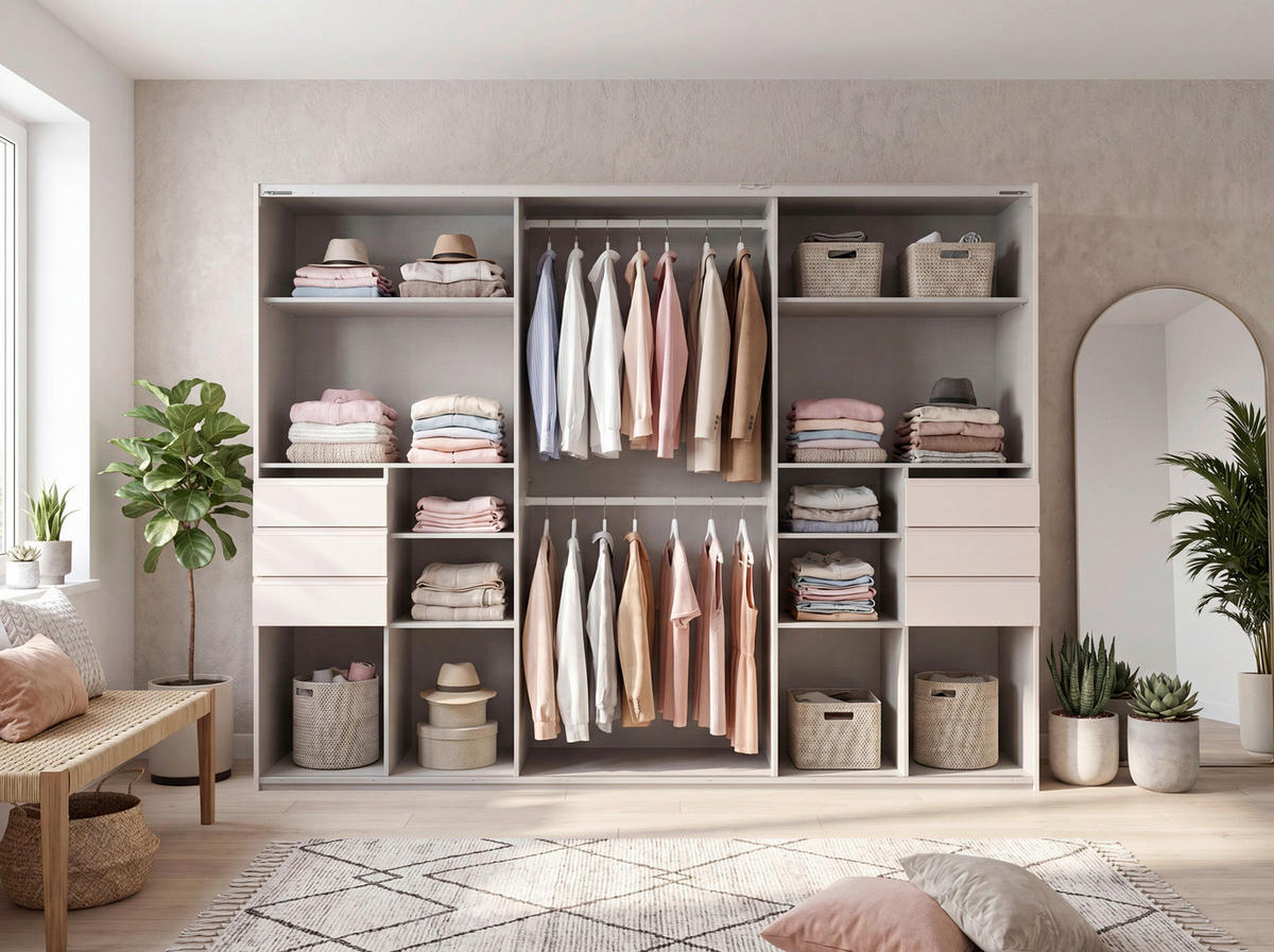 SCHIEBETÜRENSCHRANK 270/210/64 cm Kaschmir  - Kaschmir, Modern, Glas/Holzwerkstoff (270/210/64cm) - P & B